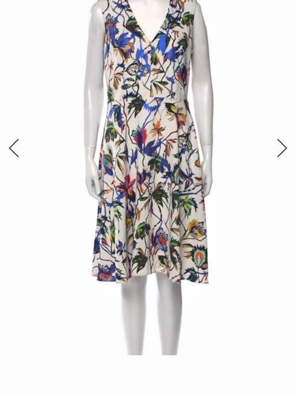 Floral Midi Dress in White & Blue Like New
